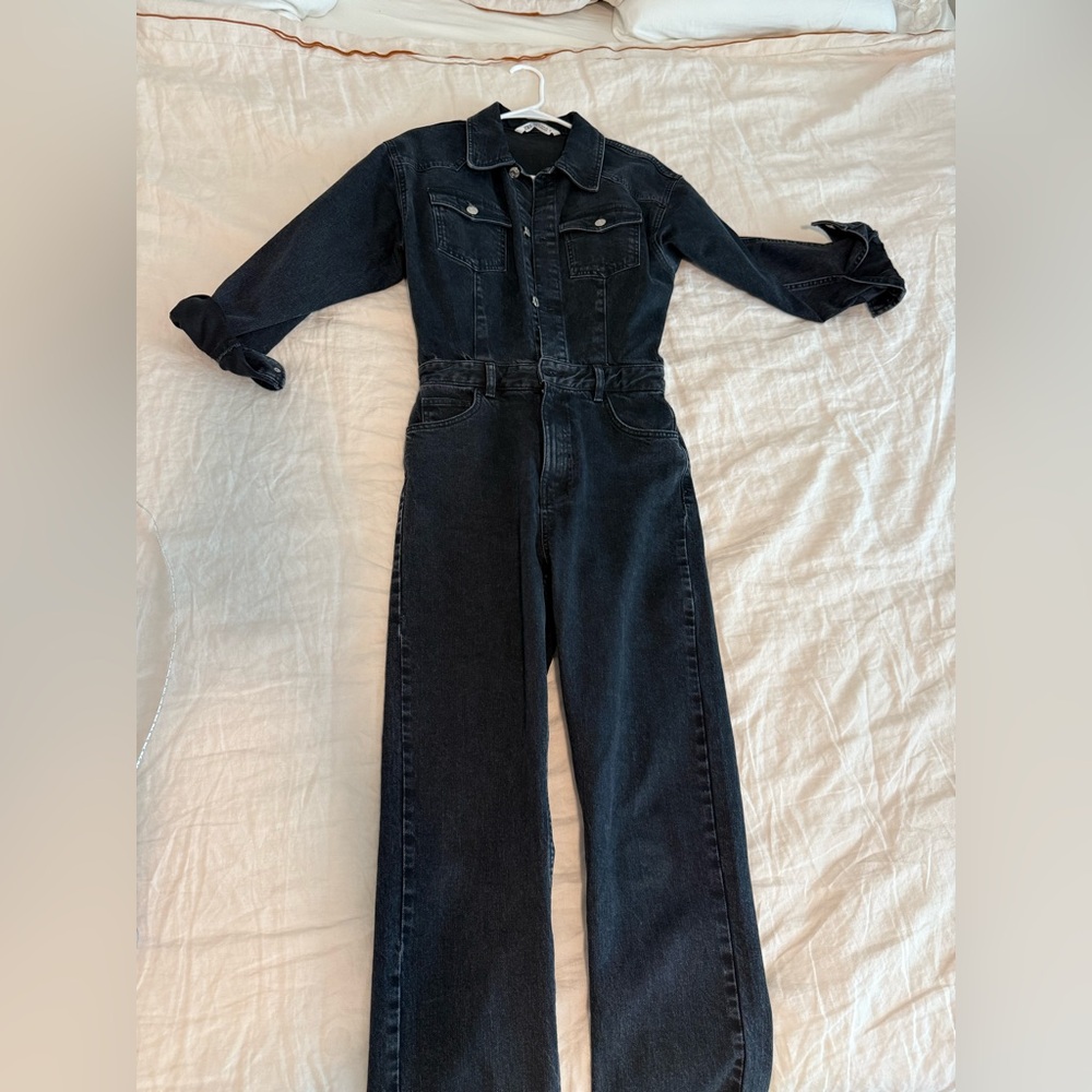 Zara Black Denim Jumpsuit